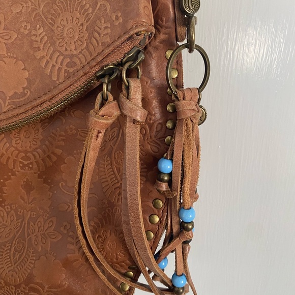 The Sak Women’s Silverlake Leather Tobacco Floral Embossed Crossbody Bag - Picture 4 of 9